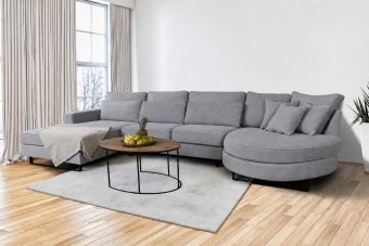 Amstelveen Longchair + 2 Zits + Longchair Rond in grijs – kleurimpressie