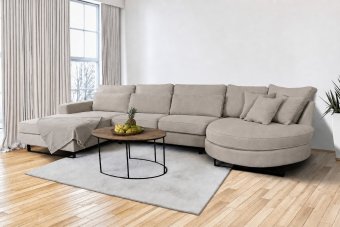 Amstelveen Longchair + 2 Zits + Longchair Rond in taupe – kleurimpressie