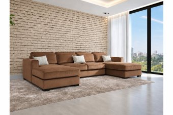 Amsterdam Longchair + 2 + Longchair in bruin – kleurimpressie