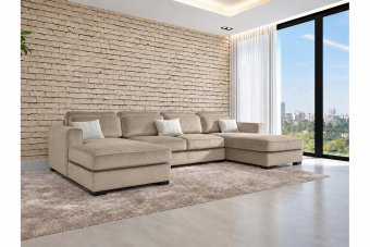 Amsterdam Longchair + 2 + Longchair in taupe – kleurimpressie