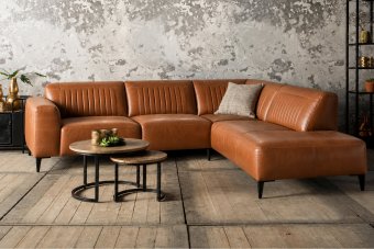 Aspen Hoekbank in leer – materiaalimpressie