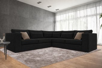 Blaricum 2 + Hoek + 2 Zits in zwart – kleurimpressie