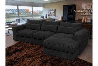 Blaricum 2 Zits + Longchair in zwart – kleurimpressie