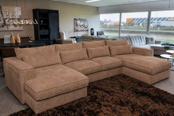 Blaricum Longchair + 2 + Longchair in bruin – kleurimpressie