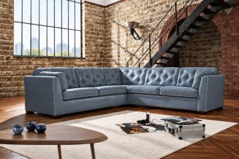 Dordrecht 2 + Hoek + 2 Zits in leer – materiaalimpressie