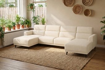 Enschede Longchair + 2.5 Zits + Longchair in creme – kleurimpressie