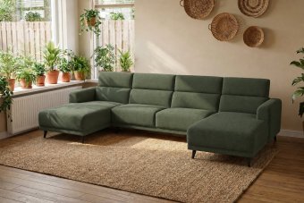 Enschede Longchair + 2.5 Zits + Longchair in groen – kleurimpressie