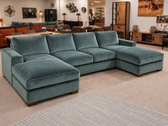 Groene bank Frederiksoord · Longchair + 2 Zits + Longchair 324cm – A-meubel