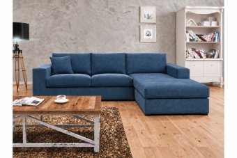 Gouda 2 Zits + Longchair in blauw – kleurimpressie
