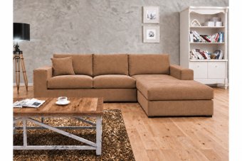 Gouda 2 Zits + Longchair in cognac – kleurimpressie