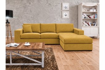 Gouda 2 Zits + Longchair in geel – kleurimpressie
