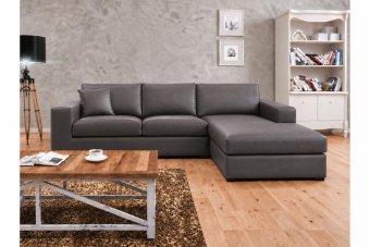 Gouda 2 Zits + Longchair in leer – materiaalimpressie