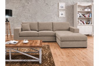 Gouda 2 Zits + Longchair in taupe – kleurimpressie