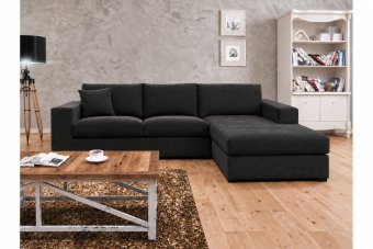 Gouda 2 Zits + Longchair in zwart – kleurimpressie