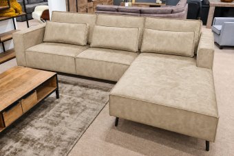 Groede 2 Zits + Longchair in beige – kleurimpressie