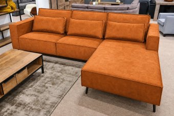 Groede 2 Zits + Longchair in oranje – kleurimpressie