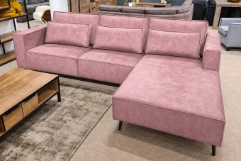 Groede 2 Zits + Longchair in roze – kleurimpressie