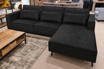 Groede 2 Zits + Longchair in zwart – kleurimpressie