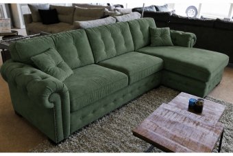 Groenveld 2 Zits (2 Delig) + Longchair Klein in groen – kleurimpressie