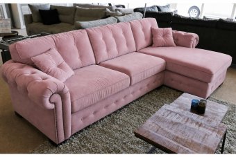 Groenveld 2 Zits (2 Delig) + Longchair Klein in roze – kleurimpressie