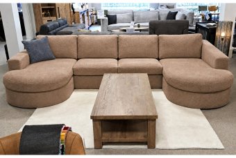 Haarlem Longchair Rond + 2 Zits + Longchair Rond in bruin – kleurimpressie