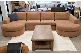Haarlem Longchair Rond + 2 Zits + Longchair Rond in cognac – kleurimpressie