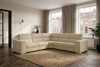 Harderwijk 2 + Hoekelement Groot + 2 Zits (Zonder Relax) in beige – kleurimpressie