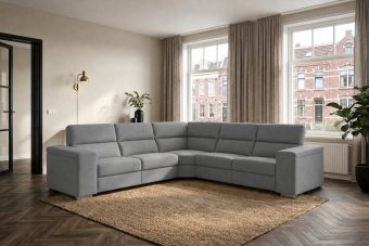 Harderwijk 2 + Hoekelement Groot + 2 Zits (Zonder Relax) in grijs – kleurimpressie