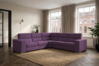 Harderwijk 2 + Hoekelement Groot + 2 Zits (Zonder Relax) in paars – kleurimpressie