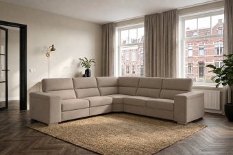 Harderwijk 2 + Hoekelement Groot + 2 Zits (Zonder Relax) in taupe – kleurimpressie