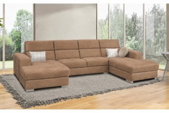 Harderwijk Longchair + 2 Zits (Zonder Relax) + Longchair in bruin – kleurimpressie