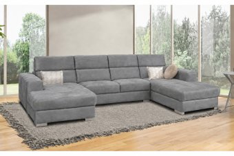 Harderwijk Longchair + 2 Zits (Zonder Relax) + Longchair in grijs – kleurimpressie
