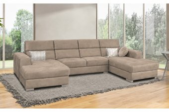 Harderwijk Longchair + 2 Zits (Zonder Relax) + Longchair in taupe – kleurimpressie