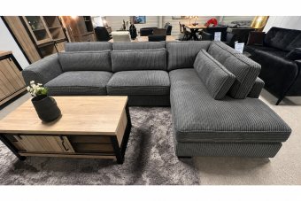 Hoekbank Alphen in ribstof – materiaalimpressie