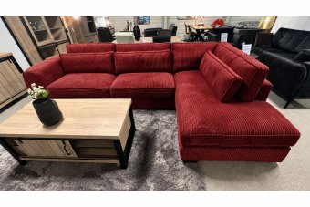 Hoekbank Alphen in rood – kleurimpressie
