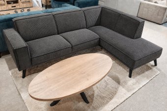 Hoekbank Den Haag in ribstof – materiaalimpressie