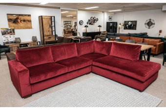 Hoekbank Follega in rood – kleurimpressie