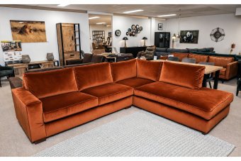 Hoekbank Follega in velvetstof – materiaalimpressie