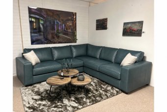 Hoekbank Frederiksoord in leer – materiaalimpressie