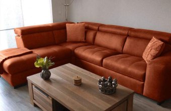 Oranje bank Harderwijk · 2 Zits + Longchair (Zonder Relax) 242cm – A-meubel