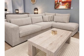 Hoekbank Ijsselstein in ribstof – materiaalimpressie