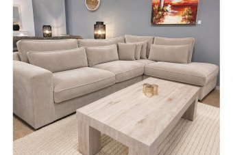 Hoekbank Ijsselstein in velvetstof – materiaalimpressie