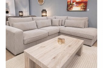 Hoekbank Ijsselstein Express in ribstof – materiaalimpressie