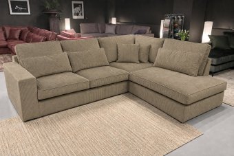 Hoekbank Leusden in ribstof – materiaalimpressie