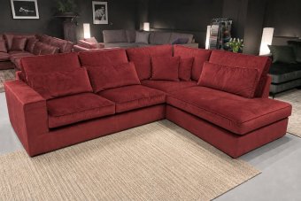 Hoekbank Leusden in rood – kleurimpressie