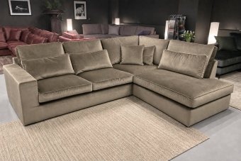 Hoekbank Leusden in velvetstof – materiaalimpressie