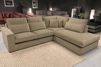 Hoekbank Leusden Express in ribstof – materiaalimpressie