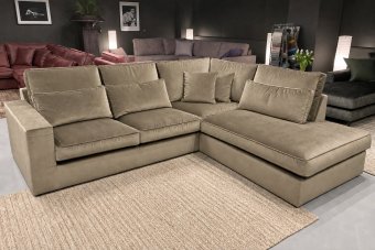 Hoekbank Leusden Express in velvetstof – materiaalimpressie