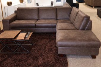 Hoekbank Maassluis in velvetstof – materiaalimpressie