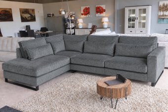 Hoekbank Naarden-Express in ribstof – materiaalimpressie